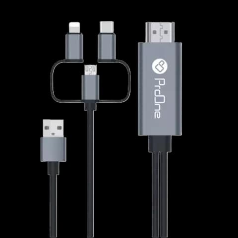 تبدیل 1.8 متری HDMI به USB-C، microUSB و Lightning پرووان مدل PCH70