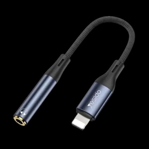 کابل تبدیل 12 سانتی متری Lightning به جک 3.5 میلیمتری Yesido مدل YAU37