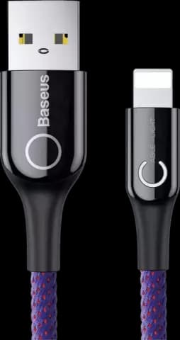کابل شارژ 1 متری USB به  LIGHTNING باسئوس مدل C-SHAPED LIGHT INTELLIGENT POWER-OFF