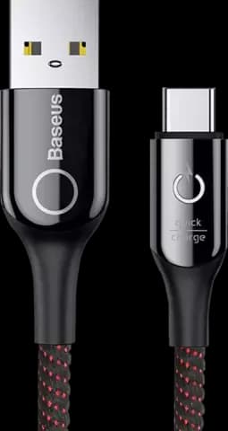 کابل شارژ 1 متری USB به  TYPE-C باسئوس مدل C-SHAPED LIGHT INTELLIGENT POWER-OFF