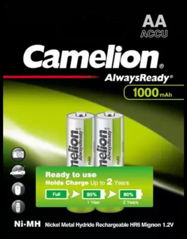 باتری قلمی قابل شارژ CAMELION ظرفیت 1000 میلی آمپر ساعت