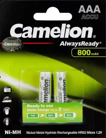 باتری نیم قلمی قابل شارژ CAMELION ظرفیت 800 میلی آمپر ساعت