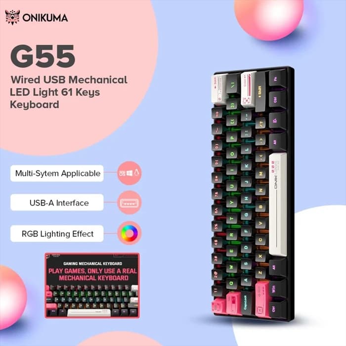 کیبورد سیمی گیمینگ Onikuma مدل G55