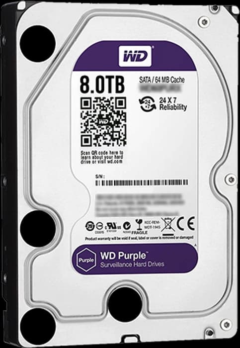 هارد دوربین مداربسته 8 ترابایت WD مدل Purple Surveillance WD85PURU