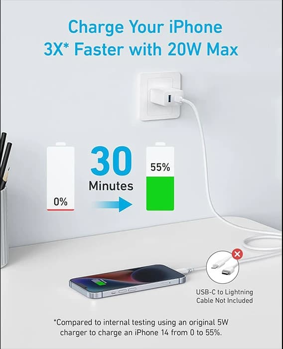 شارژر دیواری Anker مدل Charger 20W B2348G21 به همراه کابل Type-C