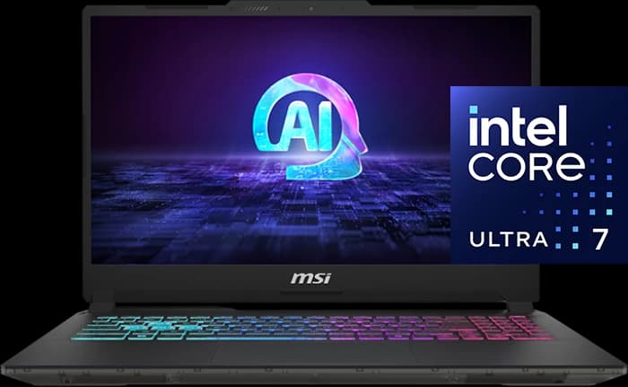 لپ تاپ گیمینگ 15.6 اینچ MSI مدل Cyborg 15 AI A1VEK (Ultra7 155H-16GB-1TB SSD-RTX4050-FHD-Backlite-BAG)