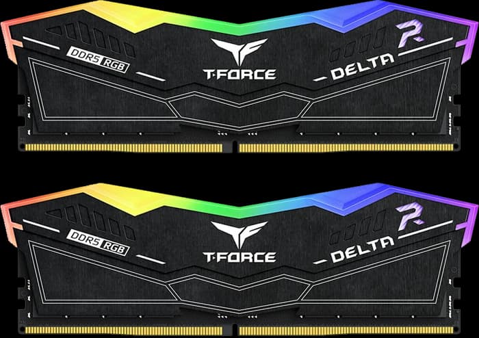 رم کامپیوتر 64 گیگابایت (32GB*2) TeamGroup مدل DELTA RGB DDR5 BLACK 6000MHz