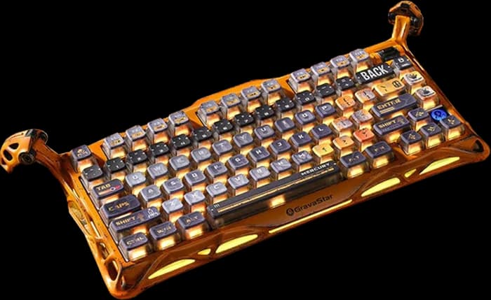 کیبورد مکانیکال گیمینگ GravaStar مدل Mercury K1 Pro Special Edition Battle-Worn Yellow