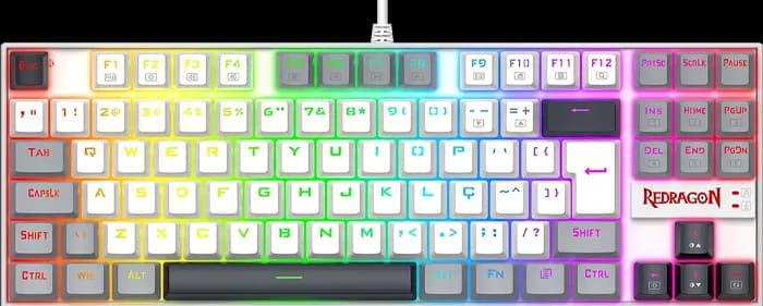 کیبورد مکانیکال گیمینگ سیمی Redragon مدل KUMARA K552 WGL RGB با سويیچ قرمز