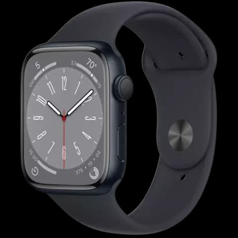 ساعت هوشمند اپل واچ سری 8 مدل 45MM Midnight Aluminum Case با بند اسپورت مشکی