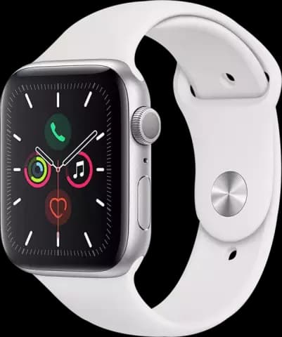 ساعت هوشمند APPLE SERIES 5 مدل 44MM SILVER ALUMINUM CASE با بند اسپورت سفید