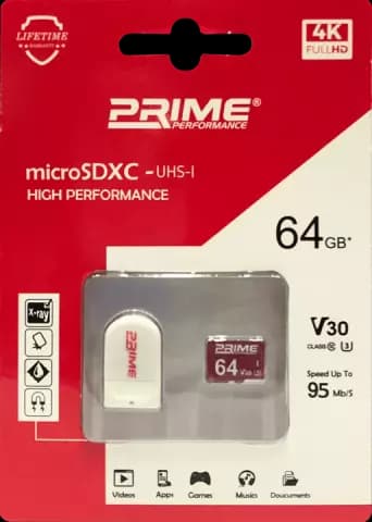 مموری کارت 64 گیگا بایت PRIME به همراه ریدر