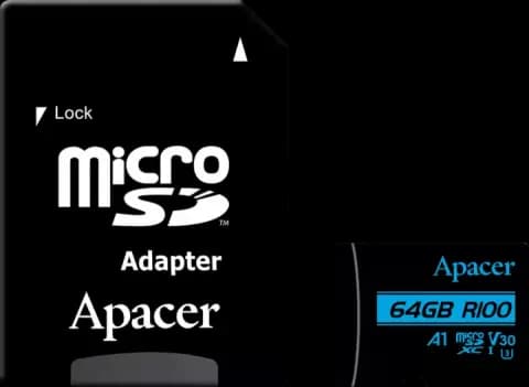 مموری کارت 64 گیگابایت Apacer کلاس 10 استاندارد UHS-I U3 همراه با آداپتور