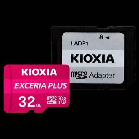 مموری کارت 32 گیگابایت KIOXIA مدل EXCERIA PLUS کلاس 10 استاندارد UHS-I U3 همراه با آداپتور